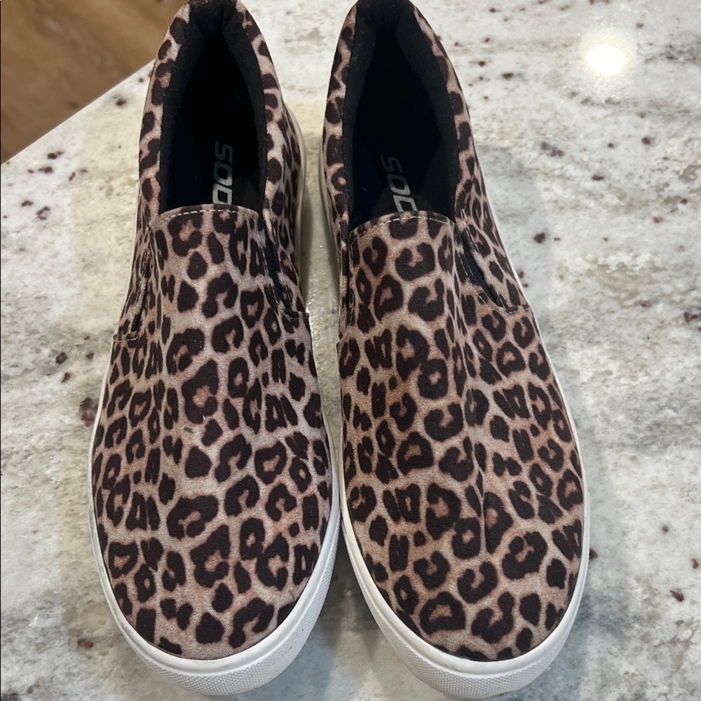 Soda-Leopard Print Slip-On Sneakers